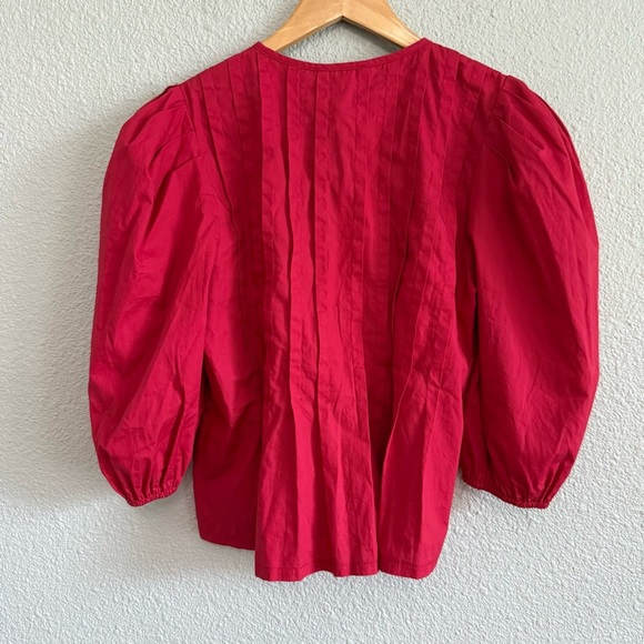 Pinch Miley Top Size Small NWT Puffed Sleeve in Deep Red - Picture 5 of 7